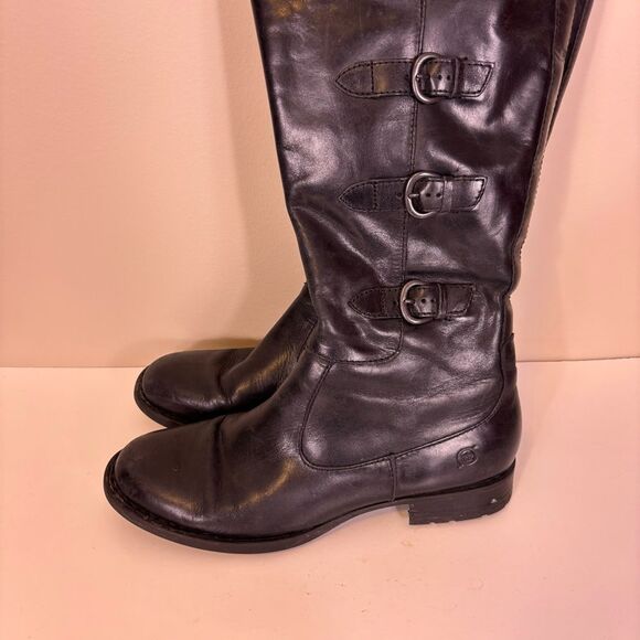 Born Black Leather Buckle Side Riding Boots Size 9.5 - Picture 4 of 12